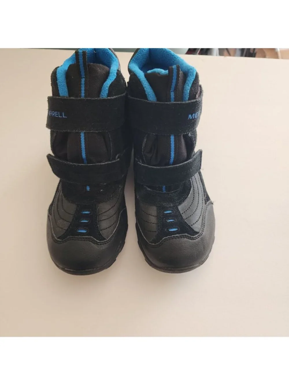 Merrell snow boots sz 6 kids black blue waterproof